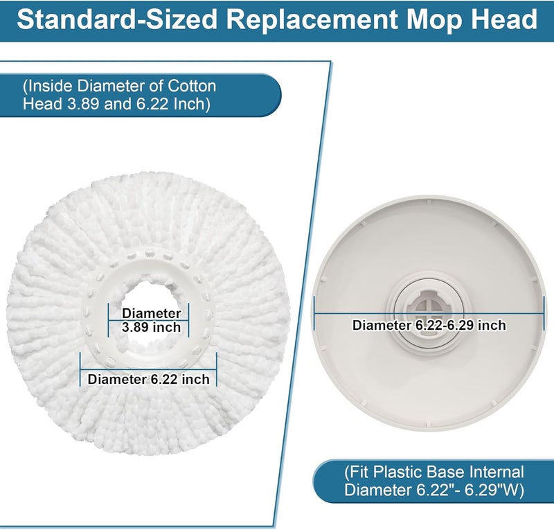 RinseWise Store 6 Pack Mop Heads Replacements, Compatible with FunClean Spin Mop & Mop Bucket, Microfiber Spin Mop Head Refill Cleaning Supplie for Home Industrial and Commercial Use - Image 2